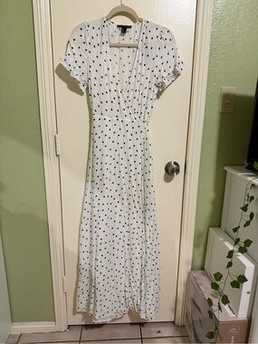 forever 21 polka dot maxi dress FOREVER 21 Polka Dot Cut Out Sleeveless Maxi Dress Womens L Blue High Neck NEW